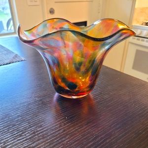 Sciallo Glass ruffled vase multicolor
